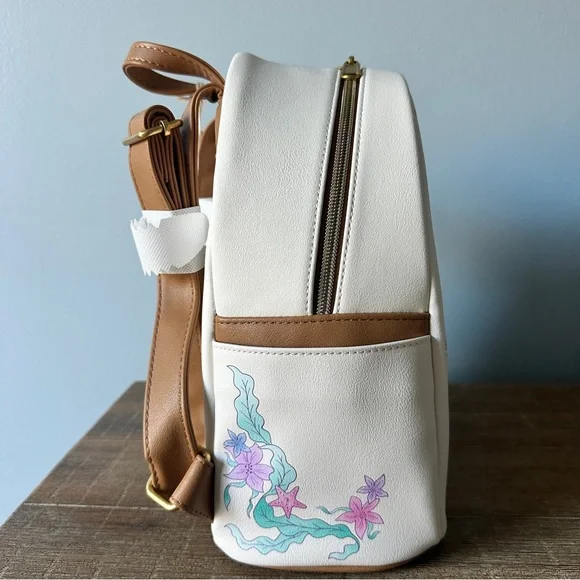 Loungefly Disney The Little Mermaid Ariel Portrait Floral Mini Backpack New - Picture 3 of 8
